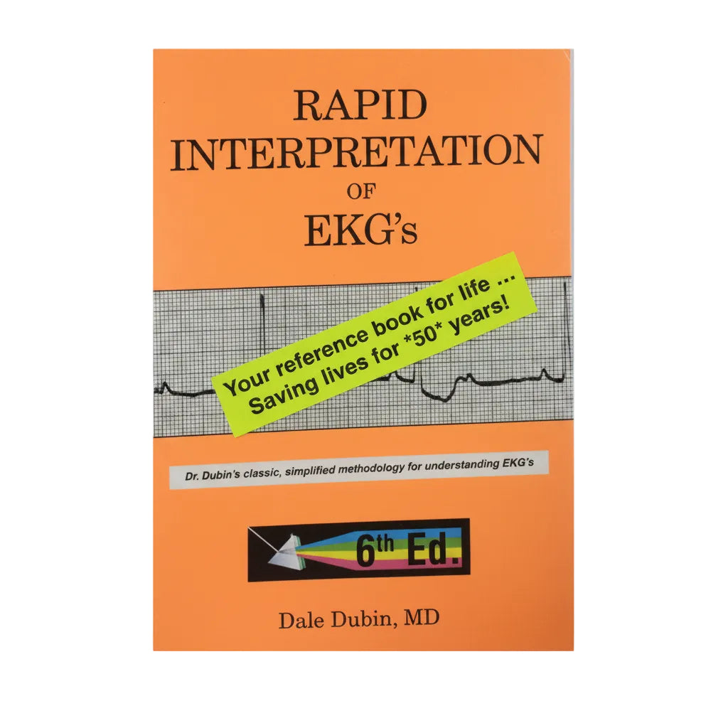 Book cover of 'Rapid Interpretation of EKG's' by Dale Dubin, MD with an orange background and green label.