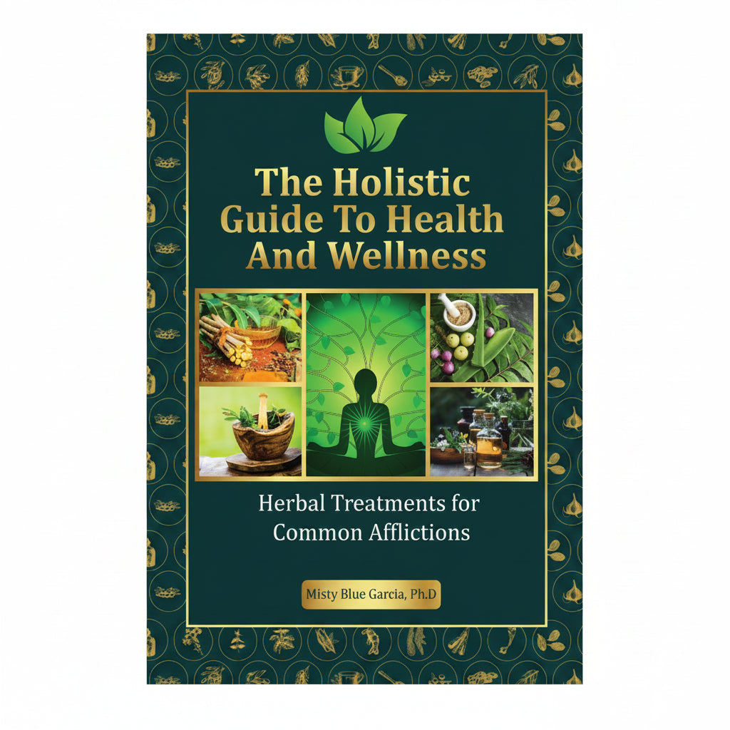 Book cover of 'The Holistic Guide To Health And Wellness' with green and gold design.